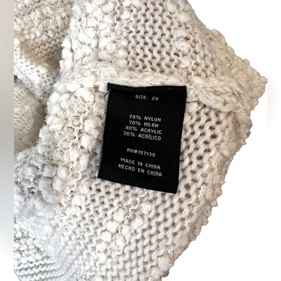 Mesh + Lace Popcorn Knitted Cardigan SZ 2X White  Soft and Comfortable - Picture 3 of 6